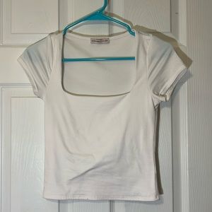 square neck white t-shirt
